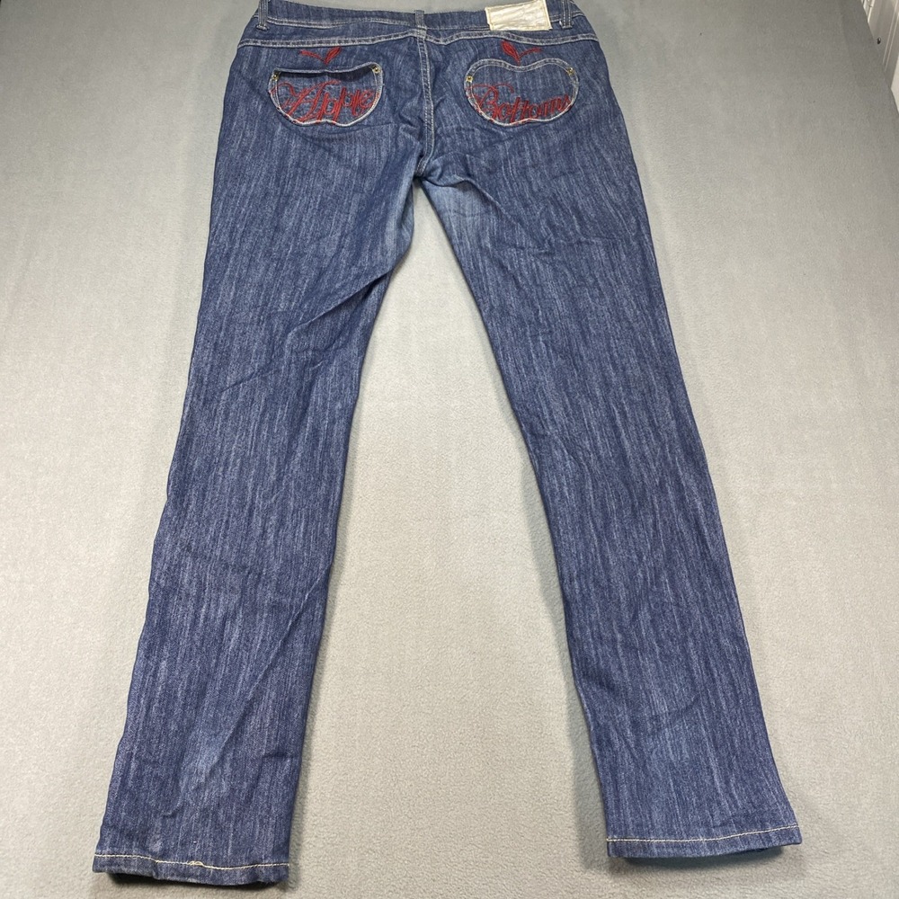 Vintage Y2K Apple Bottom Jeans 11/12 Dark Wash Blue By Nelly Red Apples